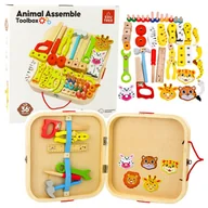 Zabawy w naśladowanie dorosłych - Drewniany Zestaw Majsterkowicza Zwierzęta Do Skręcania W Walizce 59el LEAN Toys - miniaturka - grafika 1
