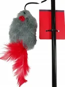 Zabawki dla kotów - Wędka dla kota zabawka piszcząca myszka na gumce - miniaturka - grafika 1