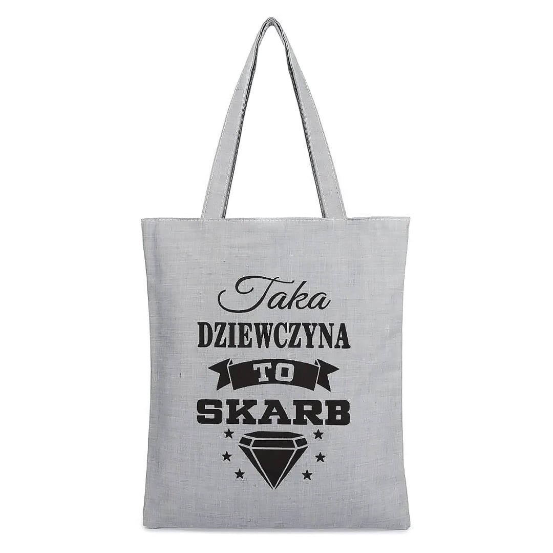 Torba na zakupy shopper szara – dziewczyna to skarb
