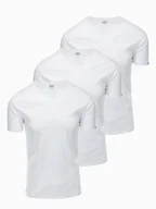 Koszulki męskie - Zestaw męskich bawełnianych koszulek V-neck 3x biały OM-TSBS-0233 V11 S - miniaturka - grafika 1