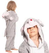 Stroje karnawałowe - Piżama Dla Dzieci Dziecięca Kigurumi Onesie Kostium Mysz Szara 115-125 cm - miniaturka - grafika 1
