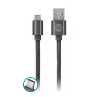 Kable USB - FOREVER FOREVER Kabel USB USB-C 1M skóra czarny - miniaturka - grafika 1