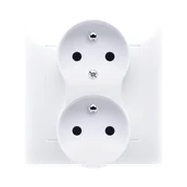 Gniazdka elektryczne - Kontakt Simon KONTAKT_SIMON Gniazdo podwójne z uziemieniem i funkcją niezmienności faz i ochroną styków SIMON 54 Biały DGZ2TZ/11 - miniaturka - grafika 1