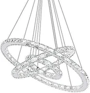 Lampy sufitowe - TRMLBE 96W Luksusowy nowoczesny kryształowy żyrandol wiszący Lampa sufitowa Led z dwoma pierścieniami (96W zimna biel) - miniaturka - grafika 1