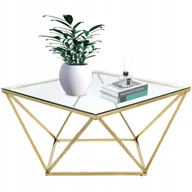 Ławy i stoliki kawowe - Szklany Stolik Kawowy Diament Glamour Modern Gold - miniaturka - grafika 1