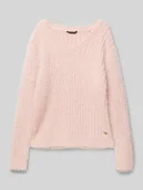 Swetry dla dziewczynek - Sweter z dzianiny z prążkowanymi wykończeniami - miniaturka - grafika 1