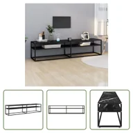 Szafki RTV - The Living Store szafka pod telewizor czarny marmur 180x40x40,5 cm szkło hartowane - miniaturka - grafika 1