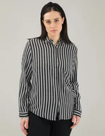 Koszule damskie - DWUKOLOROWA KOSZULA 91-CR1791 BLACK - Unisono - miniaturka - grafika 1