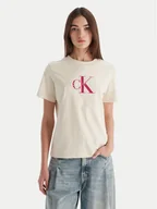 Koszulki i topy damskie - Calvin Klein Jeans T-Shirt Hero LV047B865G Beżowy Regular Fit - miniaturka - grafika 1