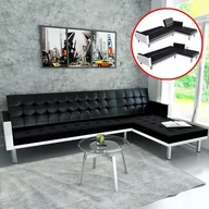 Narożniki - vidaXL Sofa narożna z funkcją rozkładania sztuczna skóra czarna 244328 - miniaturka - grafika 1
