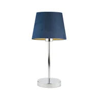 Lampy stojące - Stylowa Lampka Nocna Z Welurowym Kloszem Siena Velur, Granatowy Ze Złotym Wnętrzem - miniaturka - grafika 1