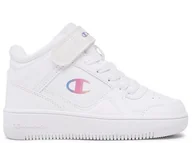 Buty dla dziewczynek - Buty dziecięce Champion S32489WW007 REBOUND VINTAGE MID G PS Białe - miniaturka - grafika 1