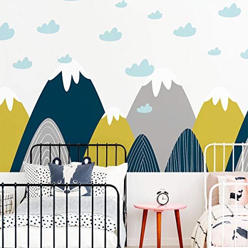 Ambiance-Sticker Naklejki ścienne dla dzieci, ogromna dekoracja, skandynawskie góry do pokoju dziecięcego, Donka, 105 x 195 cm, 1 sztuka