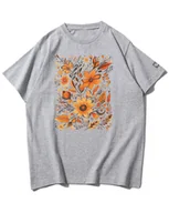 Koszulki i topy damskie - Koszulka oversize Jesienne Kwiaty Piękno na Prezent Szara XXL - miniaturka - grafika 1