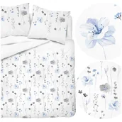 Pościel - Komplet pościeli bawełna o satynowym splocie, 220x200, biała w kwiaty 4454B - miniaturka - grafika 1