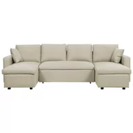 Sofy i kanapy - Beliani Sofa rozkładana tapicerowana beżowa SOMMEN - miniaturka - grafika 1