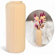 Wazony i flakony - Wazon ślubny, beżowy nietłukący 24cm ryflowany, Nowoczesny wazon na kwiaty - miniaturka - grafika 1