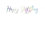 Dekoracje sali - Party Deco Baner opalizujący z napisem Happy Birthday - 62 cm - 1 szt. GRL75-017 - miniaturka - grafika 1