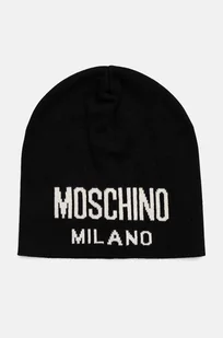 Moschino czapka wełniana kolor czarny z cienkiej dzianiny wełniana M5802 60016 - Czapki damskie - miniaturka - grafika 1