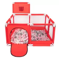 Maty edukacyjne - Selonis Boisko KK-100X z piłeczkami 6cm czerwony: perła-szary-transparent-pudrowy róż 125x125x105/400piłek - miniaturka - grafika 1