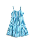Paski - Koton Girls's Thin Strappy Tiered Ruffle Dress, Niebieski pasek (6s4), 7-8 Lat - miniaturka - grafika 1