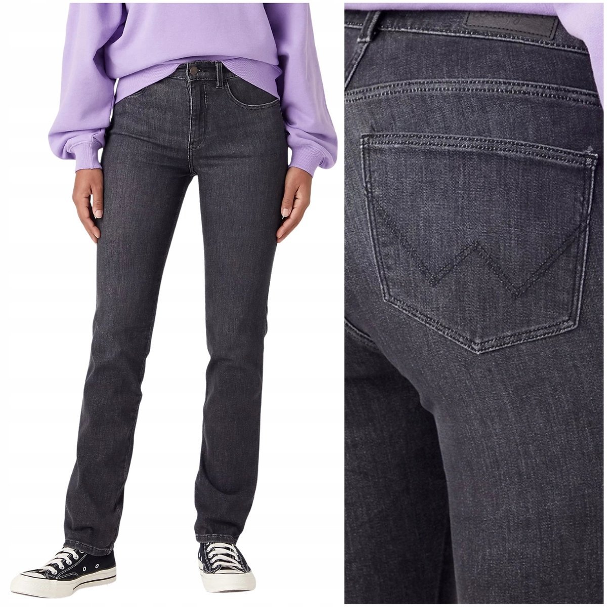 Wrangler SLIM dopasowane wysokie proste damskie spodnie jeansowe W30 L32