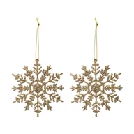 Ozdoby bożonarodzeniowe - Zawieszki, brokatowe śnieżynki, 2 szt. - miniaturka - grafika 1