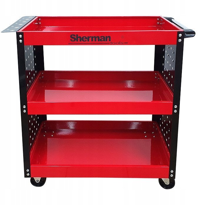 Wózek trzypółkowy warsztatowy narzędziowy 3PA cz ze ściankami Sherman