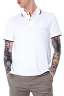 Koszulki męskie - Armani Exchange Męska koszulka polo w podwójne paski, biały, M - miniaturka - grafika 1