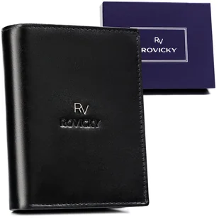 Skórzany portfel męski na karty z ochroną RFID Rovicky, czarny - Portfele - miniaturka - grafika 1