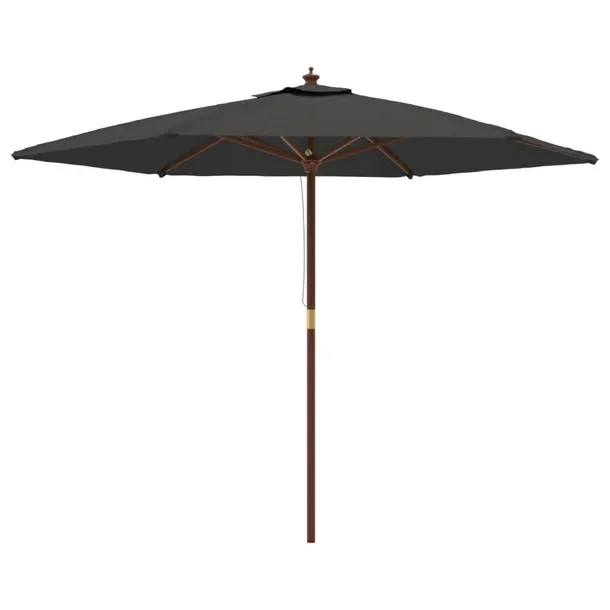 Parasol ogrodowy 299x240 cm antracyt drewno poliester