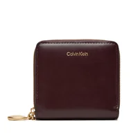 Portfele - Mały Portfel Damski Calvin Klein Hardware Square Zip Around LV04F1044G Bordowy - miniaturka - grafika 1