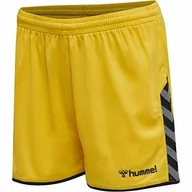 Spodenki damskie - Hummel Hummel HmlAuthentic Poly szorty damskie żółty Sports Yellow/Black X-S 204926-5115-XS - miniaturka - grafika 1