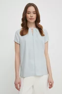 Bluzki damskie - Calvin Klein bluzka damska kolor zielony gładka - miniaturka - grafika 1