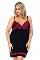 Piżamy damskie - Donna Alexia czarna plus size Koszula nocna - miniaturka - grafika 1