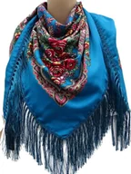 Moda i Uroda OUTLET - Chusta góralska ludowa folk damska turkus z różem - miniaturka - grafika 1