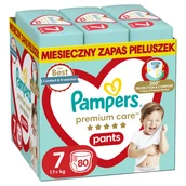 Pieluchy - Pampers Premium Care Pieluchomajtki, rozmiar 7, 80 sztuk, 17kg+ - miniaturka - grafika 1