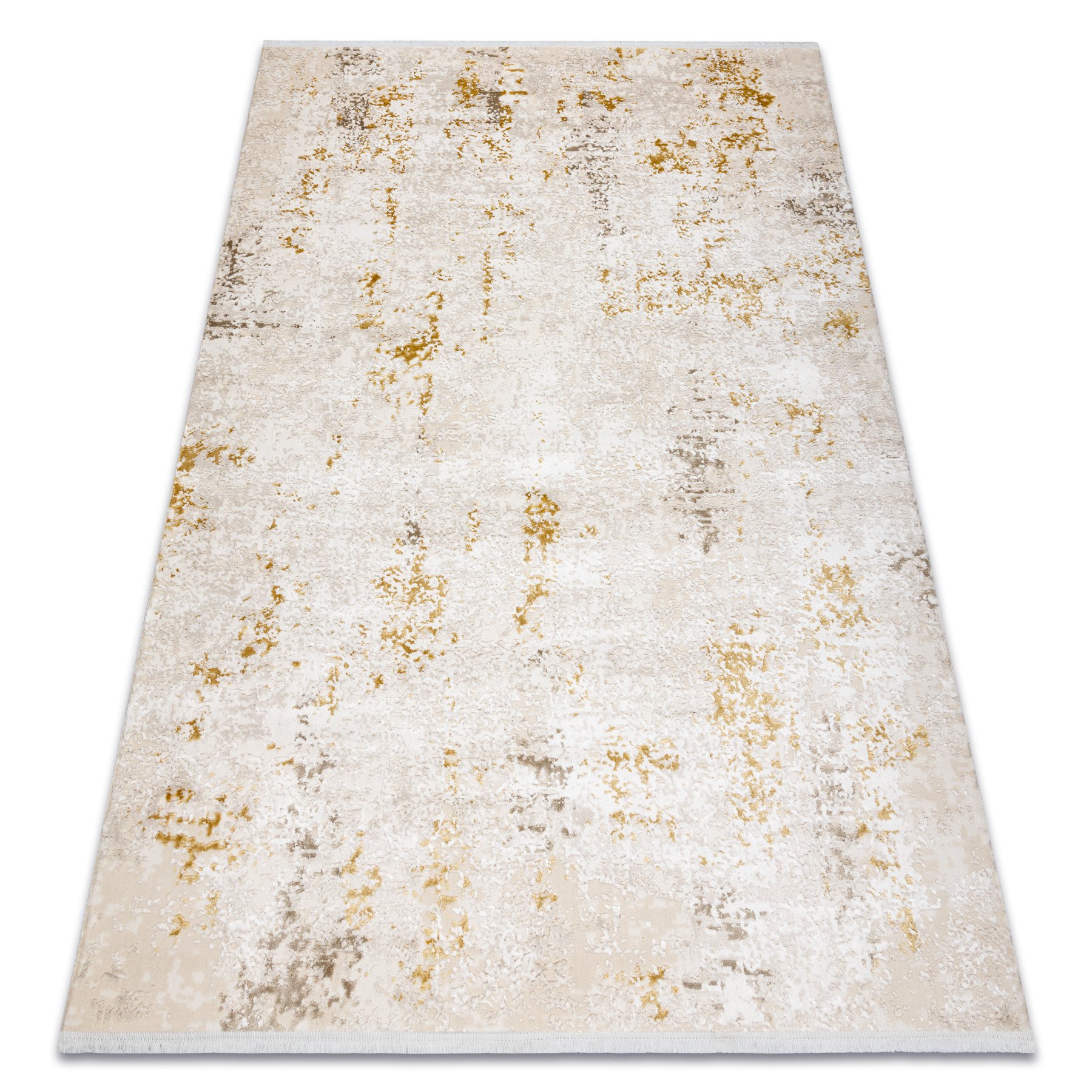 Dywan DUKE 51546 krem / złoty - Vintage, strukturalny, bardzo miękki, frędzle beżowy 80x150 cm