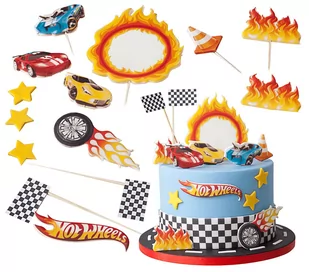 Zestaw Dekoracje na Tort Hot Wheels 14 El 2D - Dekoracje i nakrycia stołu na imprezę - miniaturka - grafika 1