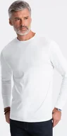 Koszulki męskie - Ombre Longsleeve męski BASIC z okrągłym dekoltem - biały V4 OM-LSBL-0106 L - miniaturka - grafika 1