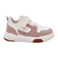 Buty dla dziewczynek - Lekkie Sneakersy Dziecięce Big Star RR374055 Beżowe beżowy - miniaturka - grafika 1