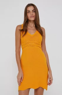 Sukienki - Medicine sukienka bawełniana kolor pomarańczowy mini dopasowana - grafika 1