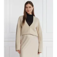 Swetry damskie - Calvin Klein Wełniany kardigan | Regular Fit - miniaturka - grafika 1