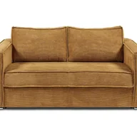 Sofy i kanapy - Kanapa 3-osobowa rozkładana typu express z żółtego musztardowego sztruksu - Miejsce do spania z szerokimi listewkami 140 cm - Materac 18 cm - LORETO - miniaturka - grafika 1