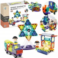 Klocki - Klocki Magnetyczne 3d Konstrukcyjne Edukacyjne 100 Dużych Elementów Pociąg - miniaturka - grafika 1