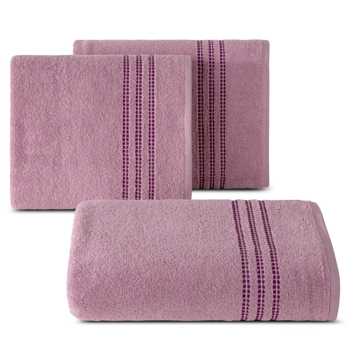 Ręcznik SEBA 30x50 cm pudrowy bordiura pasy bawełna 480 g/m²