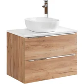 Szafki łazienkowe - Szafka z Blatem i Umywalką Nablatową 821A Capri Oak Comad Dąb Craft Złoty - miniaturka - grafika 1