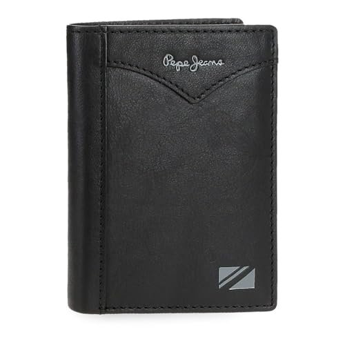 Pepe Jeans Pionowa kurtka Portfel z portmonetką Czarny 8,5x11,5x1 cm Skóra by Joumma Bags, Czarny (Black), Talla única, Pionowy portfel z portfelem