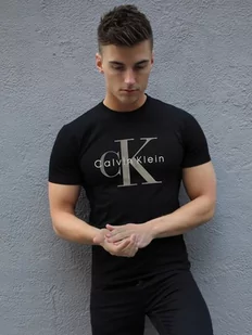 ﻿ Koszulka Męska Bawełna Czarna T-shirt Calvin Klein CK dla niego ROZMIAR XL - Koszulki męskie - miniaturka - grafika 1