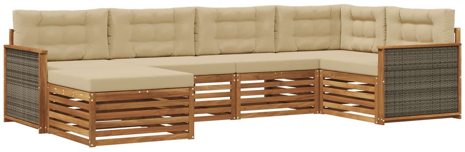 vidaXL Zestaw sof na zewnątrz z poduszką 6 pcs Naturalny i Beżowy